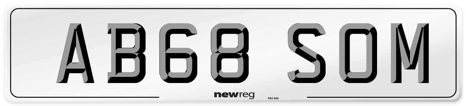 AB68 SOM Number Plate from New Reg